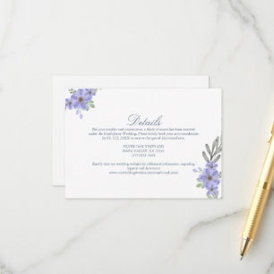 Rustic Elegant Purple Flower Wedding Accommodation Enclosure Card