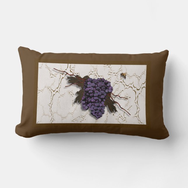 Rustic Elegant Purple Grapes Lumbar Cushion (Front)