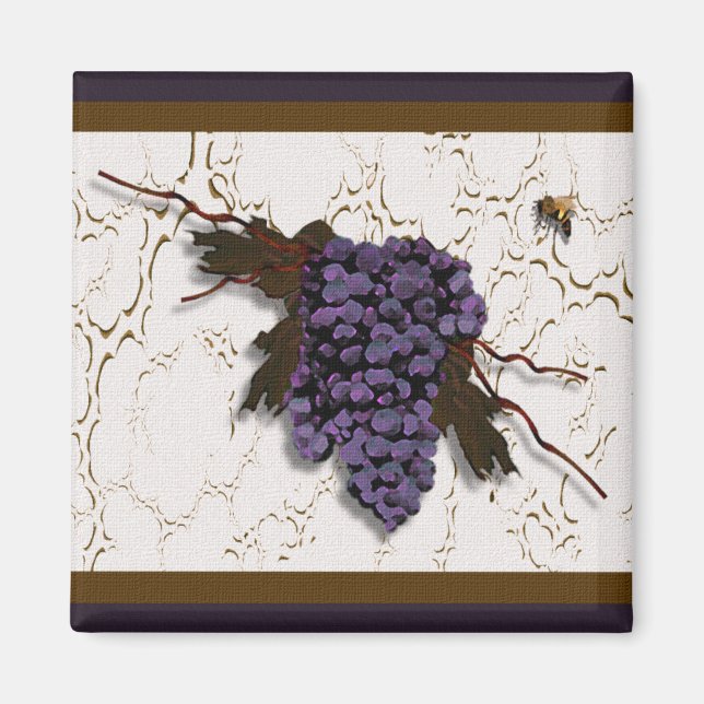 Rustic Elegant Purple Grapes Magnet (Front)