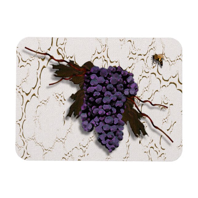 Rustic Elegant Purple Grapes Magnet (Horizontal)