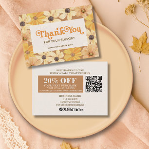 Rustic Elegant Retro Floral Fall Seasonal Discount Card