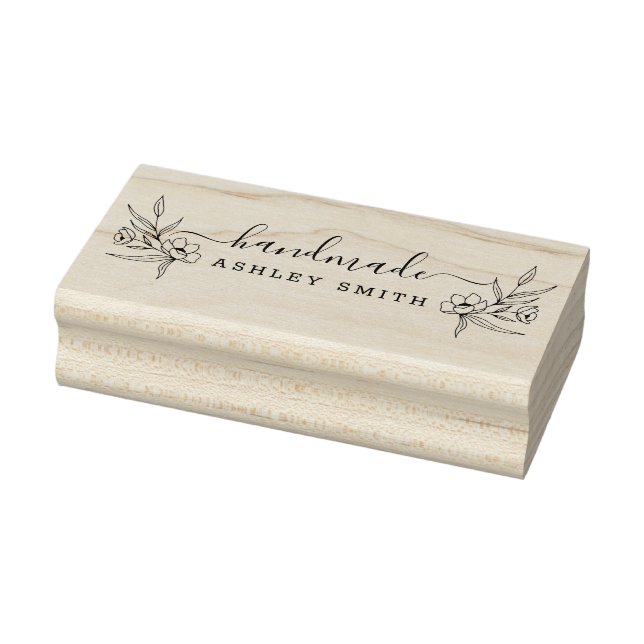Rustic Elegant Script Handmade Business Rubber Stamp (Stamp)