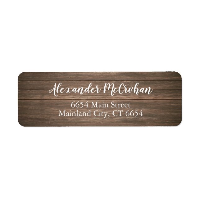 Rustic Elegant Script Return Address Label (Front)