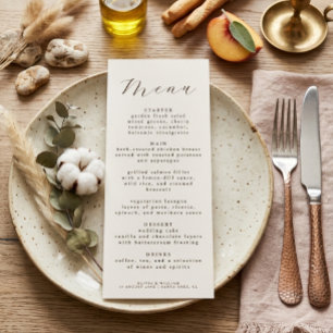 Rustic Elegant Script Wedding Reception Dinner  Menu