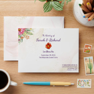 Rustic Elegant Spring Wildflower Wedding Envelope