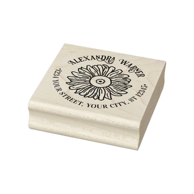 Rustic Elegant Sunflower #1 Name Return Address Rubber Stamp (Stamp)