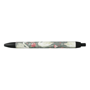 Rustic Elegant Swans & Hearts Elements Pattern Black Ink Pen