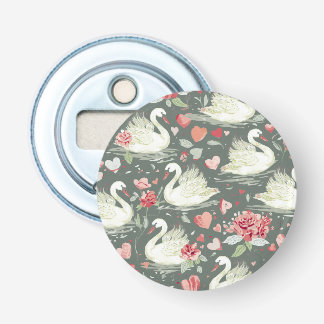 Rustic Elegant Swans & Hearts Elements Pattern Bottle Opener