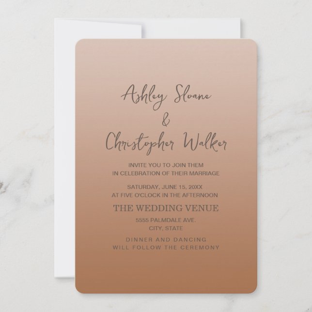 Rustic Elegant Terracotta Cream Ombre' Wedding Invitation (Front)
