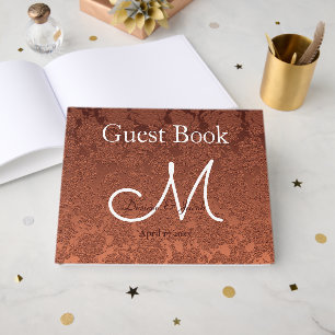 Rustic Elegant Terracotta Fall Wedding Monogram Guest Book