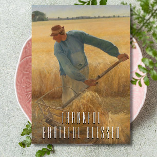Rustic Elegant Thankful Grateful Blessed Harvest Holiday Card