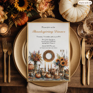 Rustic Elegant Thanksgiving Dinner Invitation