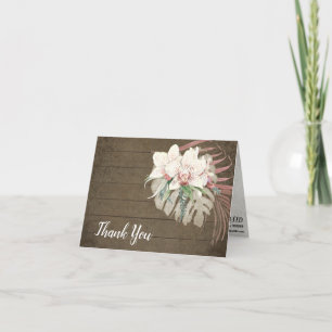 Rustic Elegant Tropical Floral Foliage Thank You Card