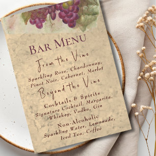 Rustic Elegant Vineyard   Wine Country Bar Menu