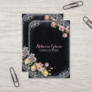 rustic elegant vintage botanical chalkboard floral business card