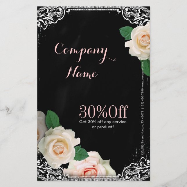 rustic elegant vintage botanical chalkboard floral flyer (Front)