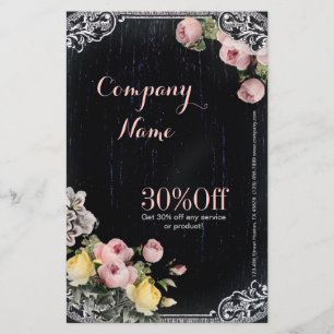 rustic elegant vintage botanical chalkboard floral flyer