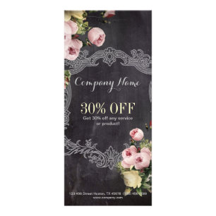 rustic elegant vintage botanical chalkboard floral rack card