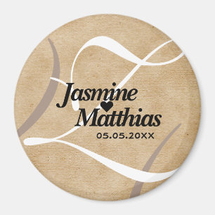 Rustic Elegant Vintage Monogram Burlap Wedding Magnet