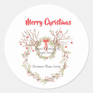 Rustic elegant watercolour Christmas Classic Round Sticker