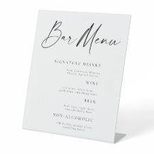 Rustic Elegant Wedding Bar Menu Tabletop Sign