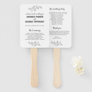 Rustic elegant wedding program fan