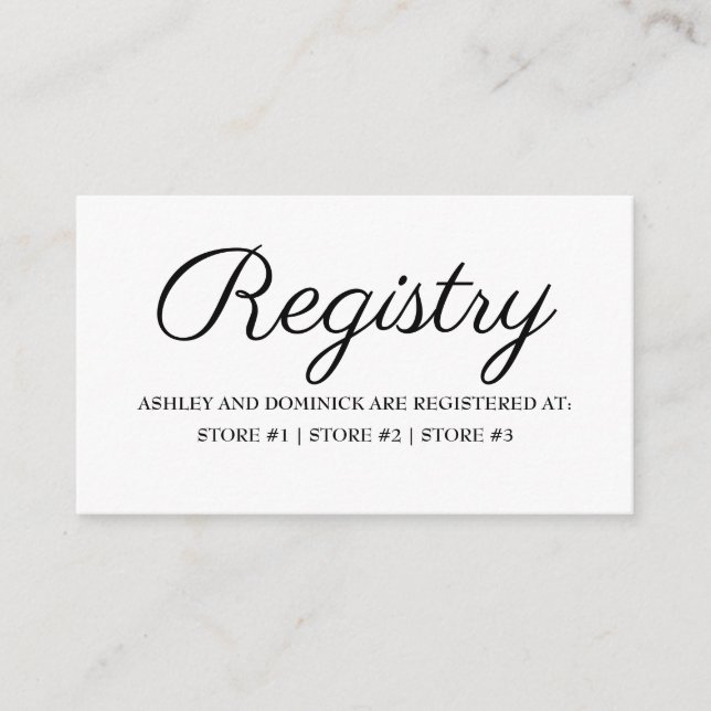 Rustic Elegant Wedding Registry  Enclosure Card  (Front)