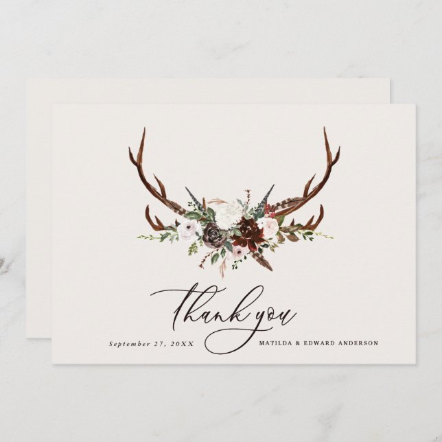 Rustic elegant wedding thank you  botanical (Front/Back)