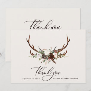 Rustic elegant wedding thank you botanical card