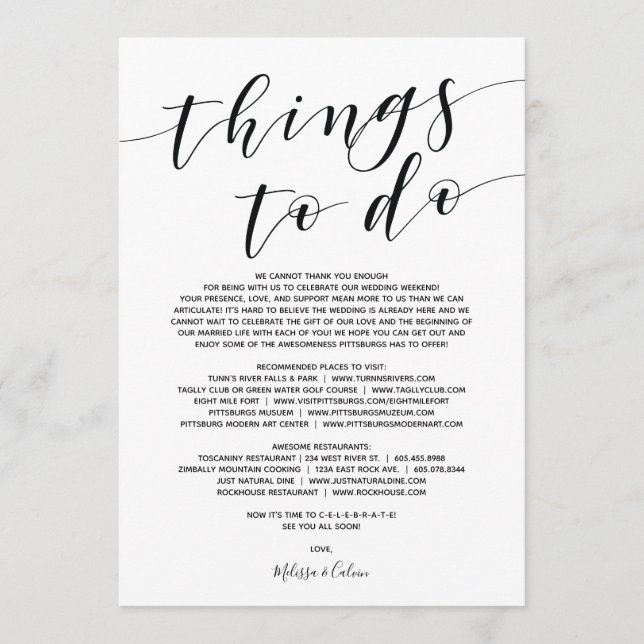 Rustic Elegant Wedding Welcome and Itinerary Card (Front)