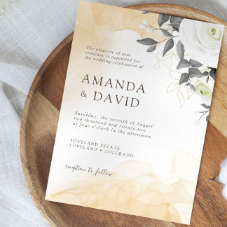 Rustic Elegant White Floral Wedding Invitation