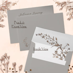 Rustic Elegant Wildflowers Script Wedding Envelope
