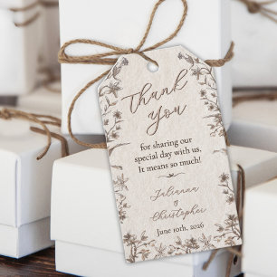 Rustic Elegant Wildflowers Script Wedding Gift Tags