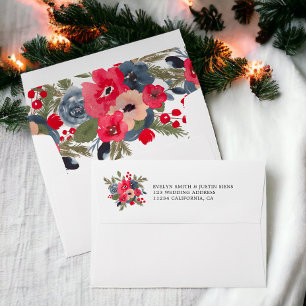 Rustic Elegant Winter Floral photo chic Wedding Envelope