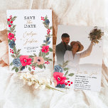 Rustic Elegant Winter Floral Watercolor wedding Save The Date<br><div class="desc">Experience the magic of a winter wonderland with our Rustic Elegant Winter Floral Save the Date Card. This unique design showcases a hand-painted watercolor frame blending rich red flowers, soft dusty blue tones, and lush pine branches—a wintery and Christmas-inspired floral composition. Enhanced by an elegant script font, it's ideal for...</div>