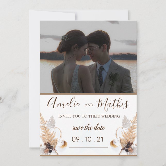 Rustic elegant with photo wedding Invitation (Front)
