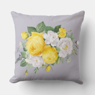 Rustic Elegant   Yellow Floral  Cushion
