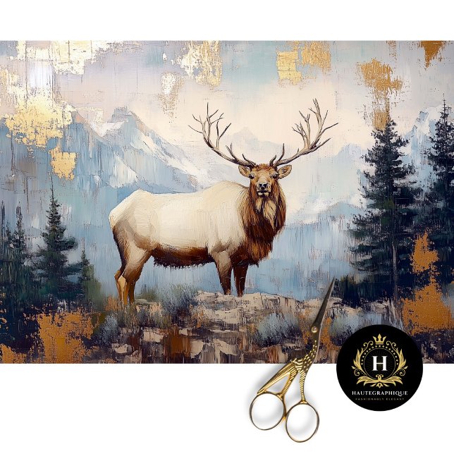Rustic Elk Deer Estes Park Colorado Decoupage Tissue Paper (Creator Uploaded)