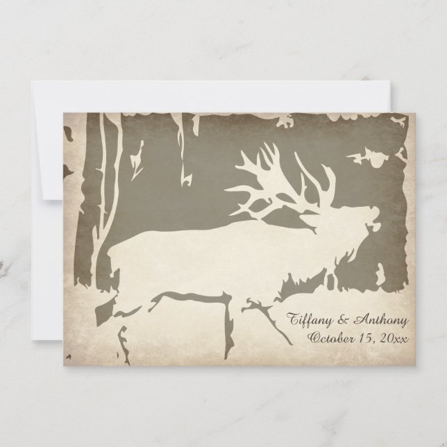 Rustic Elk Hunting Wildlife Wedding Invitations (Front)