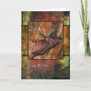 Rustic Elk Wildlife Birthday Card