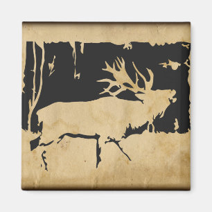 Rustic Elk Wildlife Hunting Nature Animals Fridge Magnet
