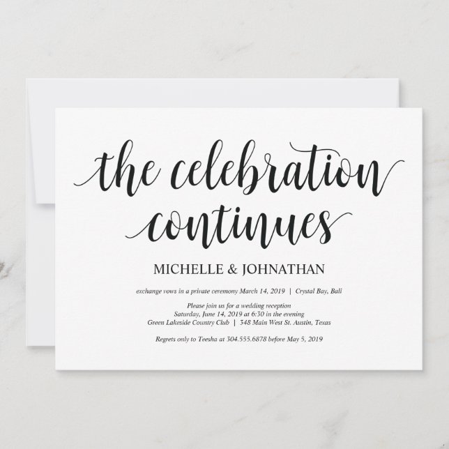Rustic Elopement Reception Invitation Card (Front)