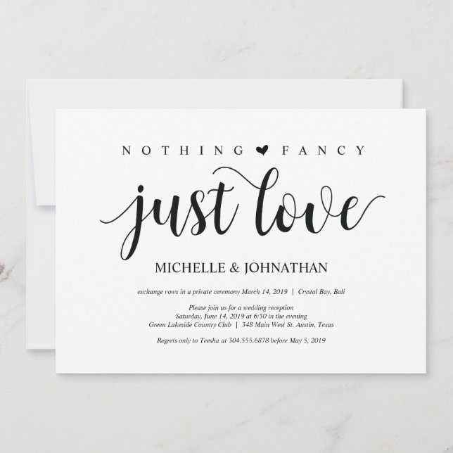 Rustic Elopement Reception Invitation Card (Front)