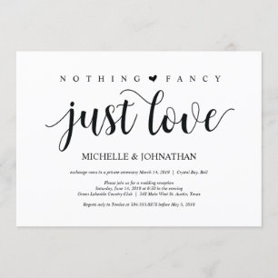 Rustic Elopement Reception Invitation Card