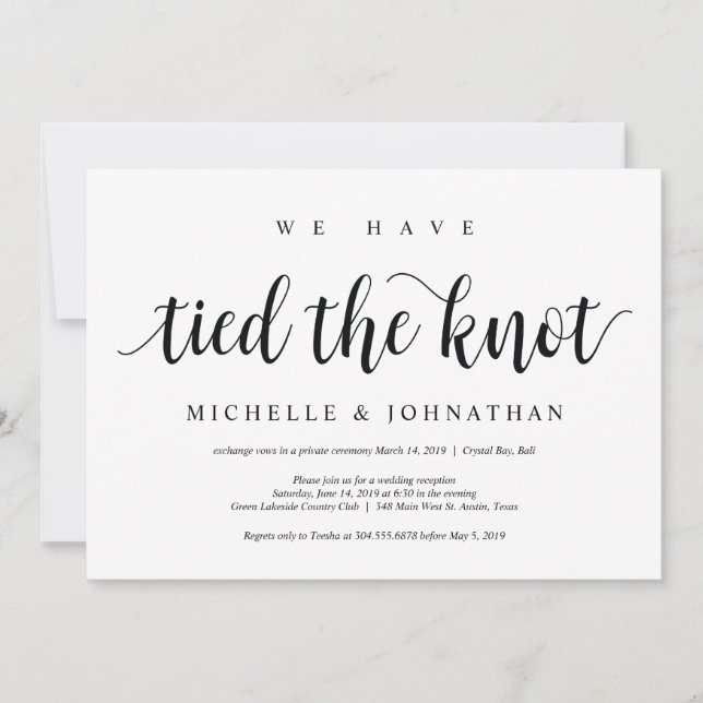 Rustic Elopement Reception Invitation Card (Front)
