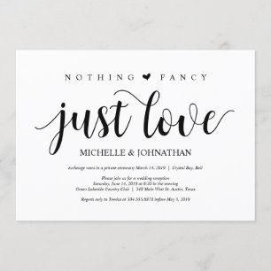 Rustic Elopement Reception Invitation Card