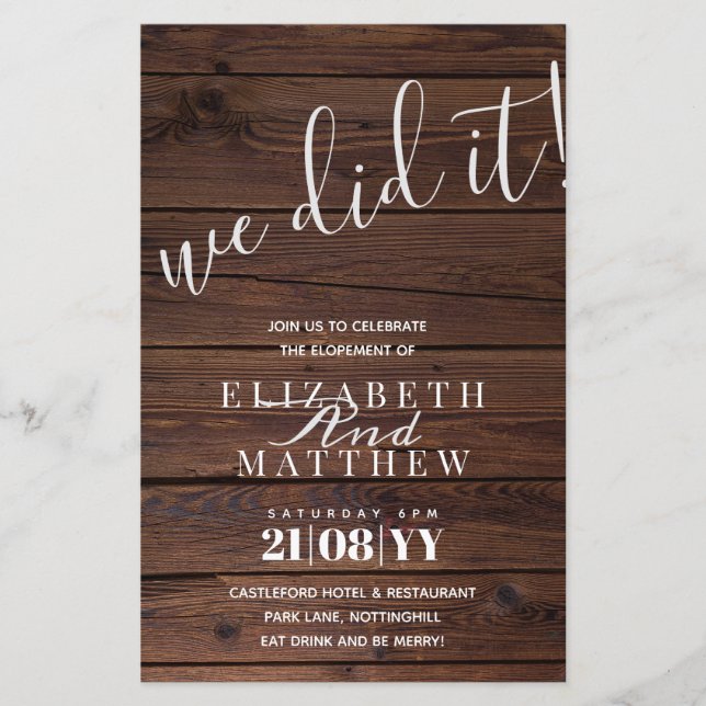 Rustic Elopement Wedding Reception EDIT TEXT (Front)