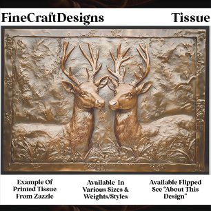  Rustic Embossed Bronze Stags/Deer EH2R Decoupage Tissue Paper