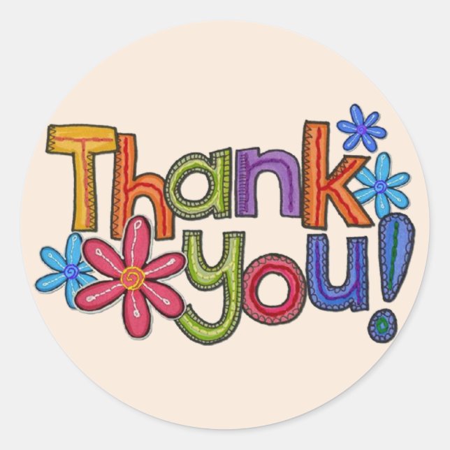 Rustic Embroidery Thank You Classic Round Sticker (Front)