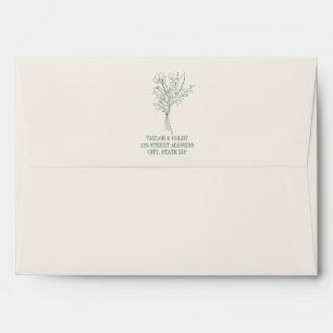 Rustic Emerald Bouquet Wedding Envelope